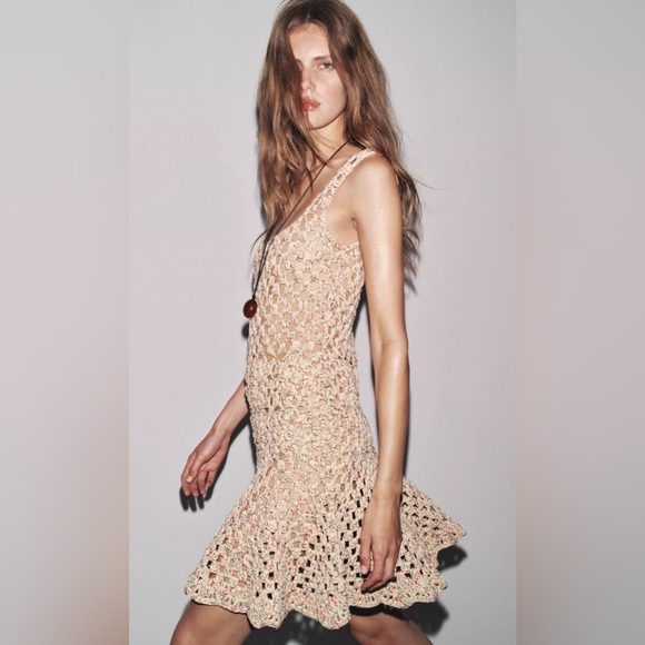 Zara Dresses & Skirts - NWT Women’s Collection Zara Multicolored Knit Crochet Mini Dress 0021/026 Medium